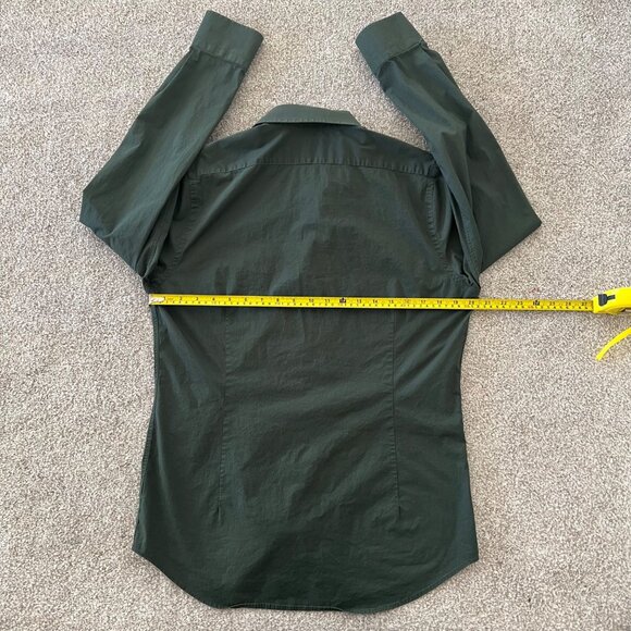 Express 1MX Forest Green Extra Slim Fit Cotton Blend Button Down Long Sleeve L - Picture 8 of 8